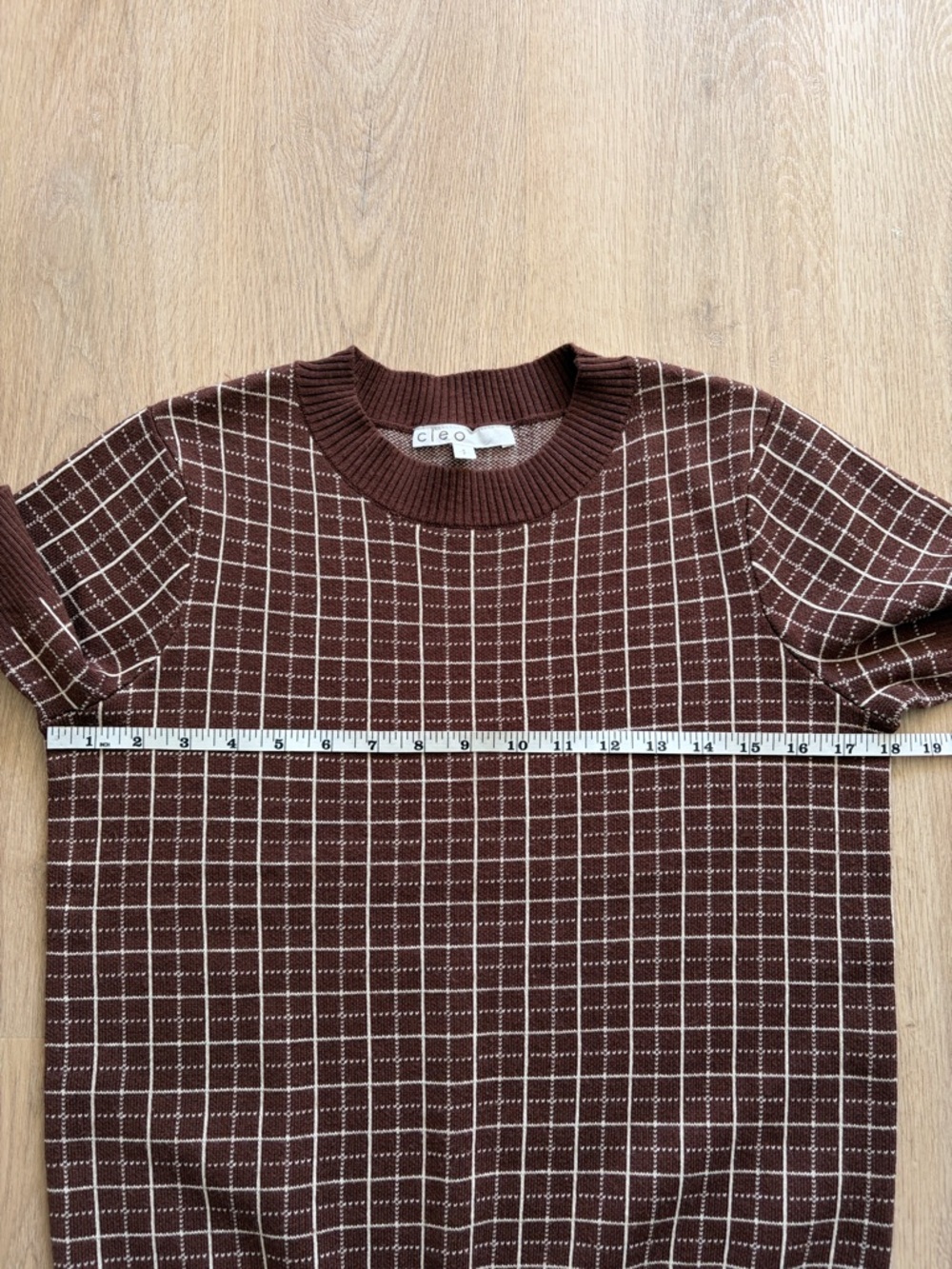 Brown & White Check Knit Skirt Set Size S/M - Picture 6 of 10